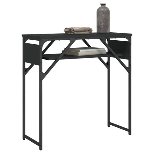 Table console avec étagère noir 75x30x75 cm bois d'ingénierie - Photo n°3; ?>
