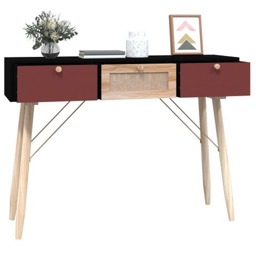 Table console avec tiroirs 105x30x75 cm bois d'ingénierie - Photo n°3; ?>
