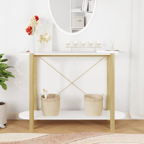 Table console Blanc 110x38x75 cm Bois d'ingénierie - Photo n°3; ?>