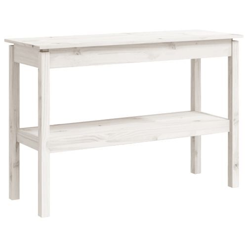 Table console Blanc 110x40x75 cm Bois de pin solide - Photo n°2; ?>