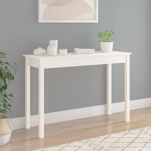 Table console Blanc 110x40x75 cm Bois massif de pin - Photo n°3; ?>