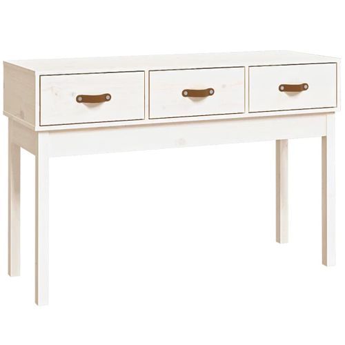 Table console Blanc 114x40x75 cm Bois massif de pin - Photo n°2; ?>