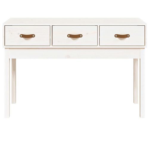 Table console Blanc 114x40x75 cm Bois massif de pin - Photo n°3; ?>