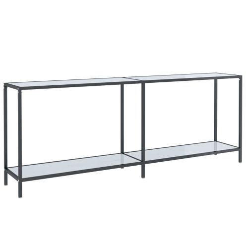 Table console Blanc 200x35x75,5 cm Verre trempé - Photo n°2; ?>