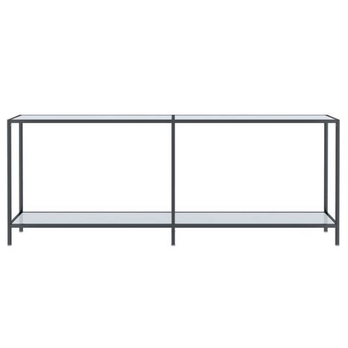 Table console Blanc 200x35x75,5 cm Verre trempé - Photo n°3; ?>