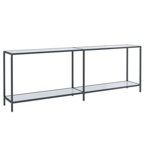 Table console Blanc 220x35x75,5 cm Verre trempé - Photo n°2; ?>