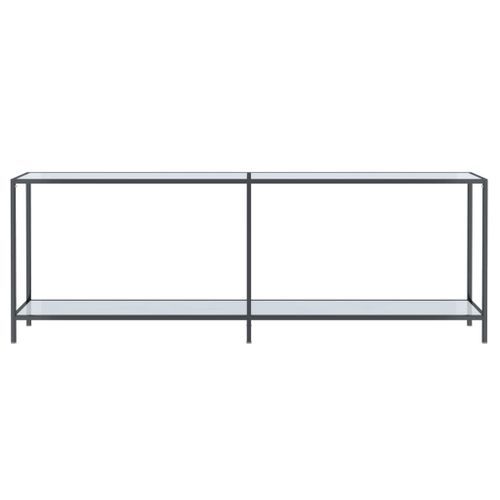 Table console Blanc 220x35x75,5 cm Verre trempé - Photo n°3; ?>