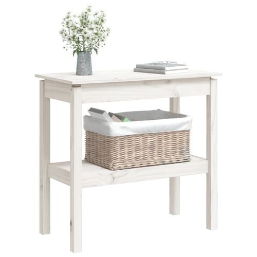 Table console Blanc 80x40x75 cm Bois de pin solide - Photo n°3; ?>