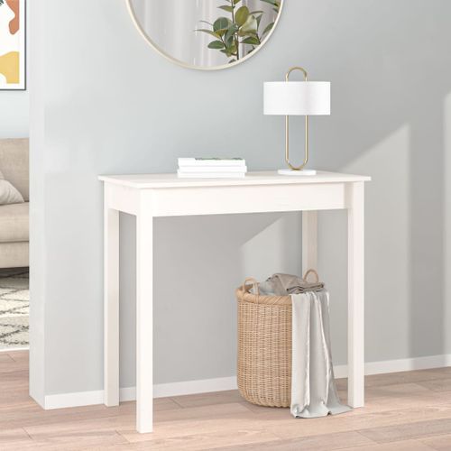 Table console Blanc 80x40x75 cm Bois massif de pin - Photo n°3; ?>