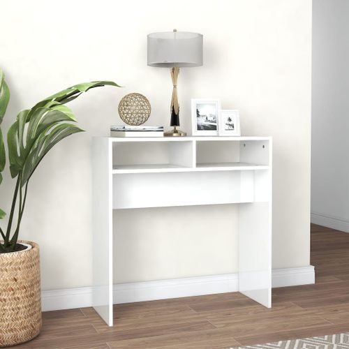 Table console Blanc brillant 78x30x80 cm - Photo n°3; ?>