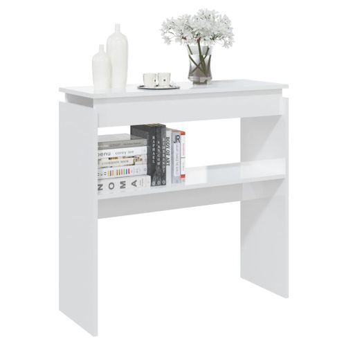 Table console Blanc brillant 80x30x80 cm - Photo n°3; ?>