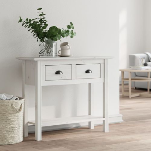 Table console BODO blanc 90x34,5x73 cm bois de pin massif - Photo n°2; ?>