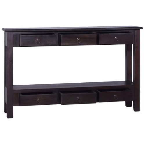 Table console Café noir clair 120x30x75 cm Bois d'acajou solide - Photo n°2; ?>