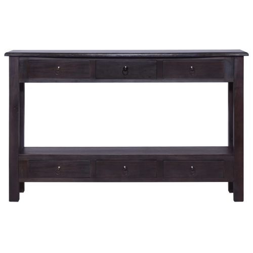 Table console Café noir clair 120x30x75 cm Bois d'acajou solide - Photo n°3; ?>