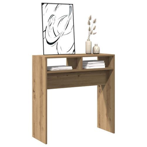 Table console chêne artisanal 78x30x80 cm bois d'ingénierie - Photo n°3; ?>