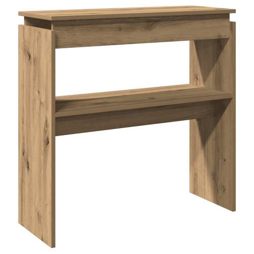 Table console chêne artisanal 80x30x80 cm bois d'ingénierie - Photo n°2; ?>