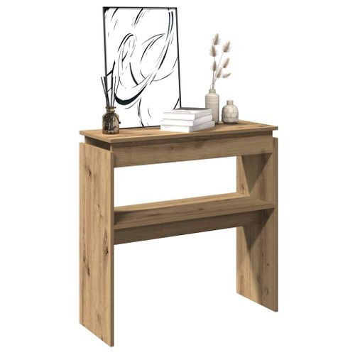 Table console chêne artisanal 80x30x80 cm bois d'ingénierie - Photo n°3; ?>