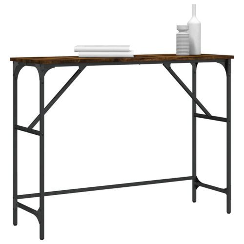 Table console chêne fumé 100x32x75 cm bois d'ingénierie - Photo n°3; ?>