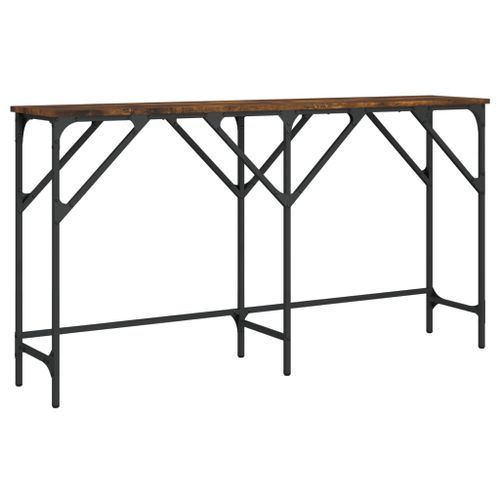 Table console chêne fumé 140x29x75 cm bois d'ingénierie - Photo n°2; ?>