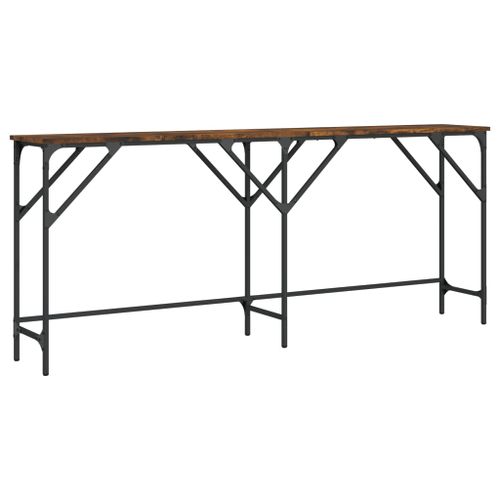 Table console chêne fumé 180x29x75 cm bois d'ingénierie - Photo n°2; ?>