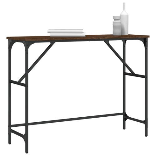 Table console chêne marron 100x32x75 cm bois d'ingénierie - Photo n°3; ?>