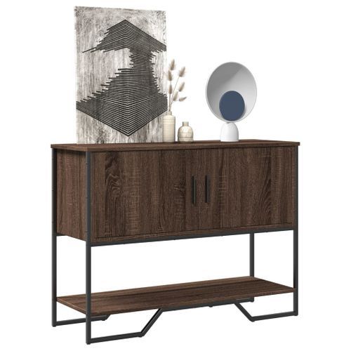 Table console chêne marron 100x35x74,5 cm bois d'ingénierie - Photo n°3; ?>