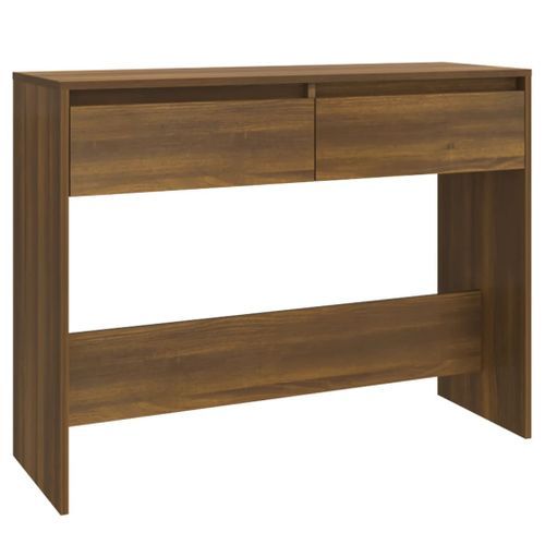 Table console chêne marron 100x35x76,5 cm bois d'ingénierie - Photo n°2; ?>