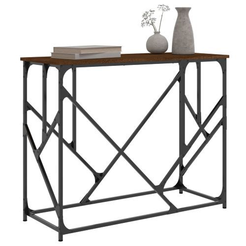 Table console chêne marron 100x40x80 cm bois d'ingénierie - Photo n°3; ?>