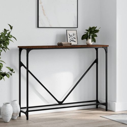 Table console chêne marron 102x22,5x75 cm bois d'ingénierie - Photo n°2; ?>