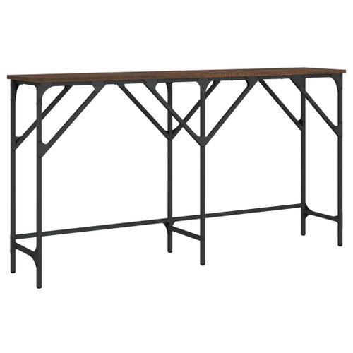Table console chêne marron 140x29x75 cm bois d'ingénierie - Photo n°2; ?>