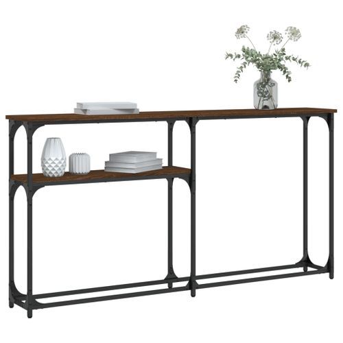 Table console chêne marron 145x22,5x75 cm bois d'ingénierie - Photo n°3; ?>