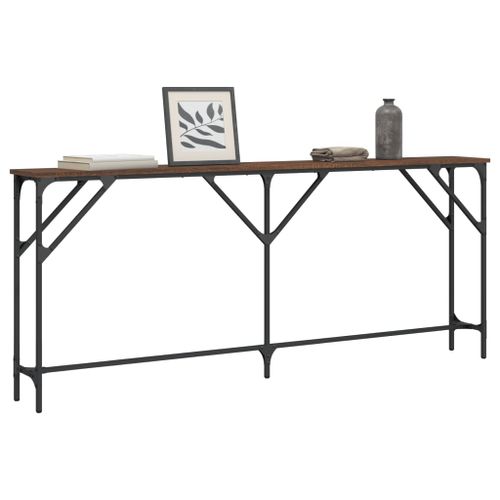 Table console chêne marron 180x23x75 cm bois d'ingénierie - Photo n°3; ?>