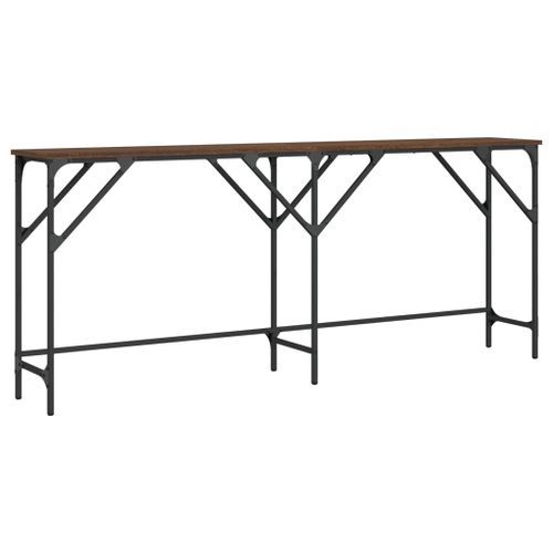 Table console chêne marron 180x29x75 cm bois d'ingénierie - Photo n°2; ?>