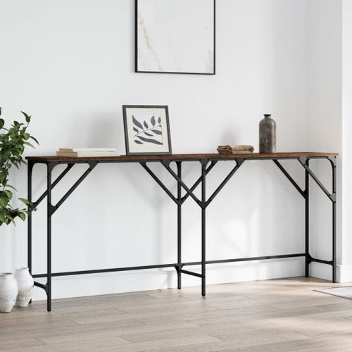 Table console chêne marron 180x29x75 cm bois d'ingénierie - Photo n°3; ?>