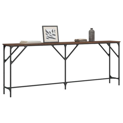Table console chêne marron 200x29x75 cm bois d'ingénierie - Photo n°3; ?>