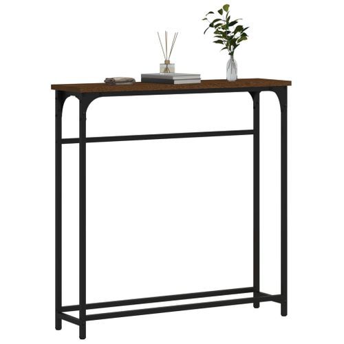 Table console chêne marron 75x19,5x75 cm bois d'ingénierie - Photo n°3; ?>