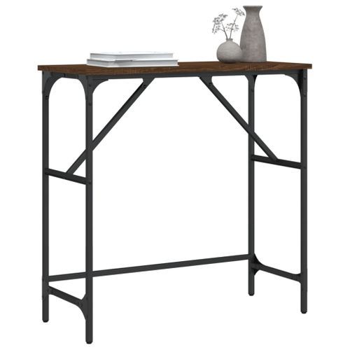 Table console chêne marron 75x32x75 cm bois d'ingénierie - Photo n°3; ?>