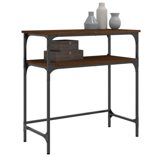 Table console chêne marron 75x35,5x75 cm bois d'ingénierie - Photo n°3; ?>
