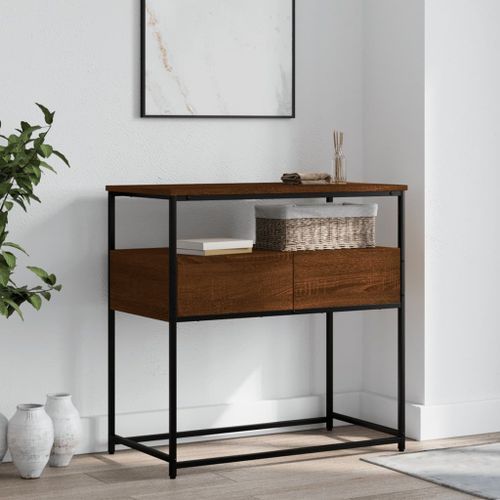 Table console chêne marron 75x40x75 cm bois d'ingénierie - Photo n°2; ?>