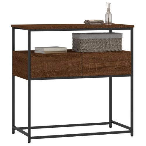 Table console chêne marron 75x40x75 cm bois d'ingénierie - Photo n°3; ?>