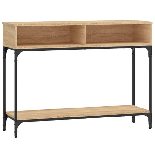 Table console chêne sonoma 100x30,5x75 cm bois d'ingénierie - Photo n°2; ?>