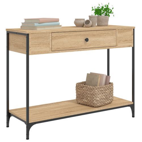 Table console chêne sonoma 100x34,5x75 cm bois d'ingénierie - Photo n°3; ?>