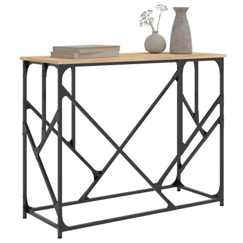Table console chêne sonoma 100x40x80 cm bois d'ingénierie - Photo n°3; ?>