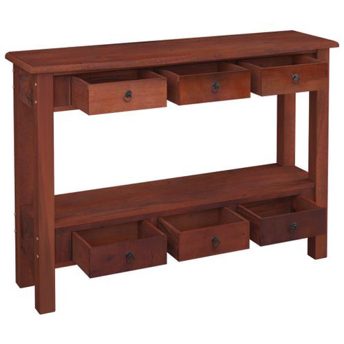 Table console et tiroirs Marron 110x30x75 cm Bois acajou massif - Photo n°3; ?>