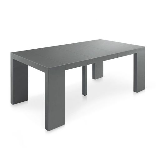 Table console extensible Bois Gris satiné 50 à 250 cm - 12 personnes - Photo n°2; ?>