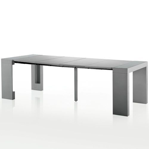 Table console extensible laqué gris 50 à 250 cm - 12 personnes Jade - Photo n°2; ?>