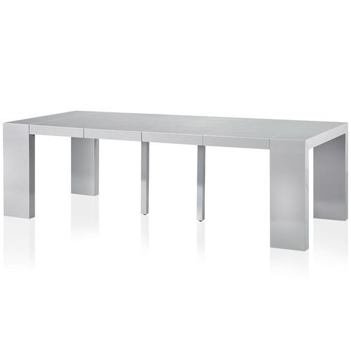 Table console extensible laquée Argent 50 à 250 cm - 12 personnes - Photo n°3; ?>