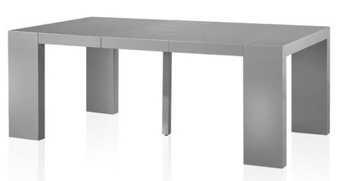 Table console extensible laquée Gris 50 à 200 cm 10 personnes - Photo n°2; ?>