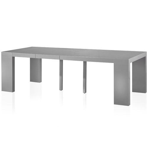Table console extensible laquée Gris 50 à 250 cm - 12 personnes - Photo n°3; ?>