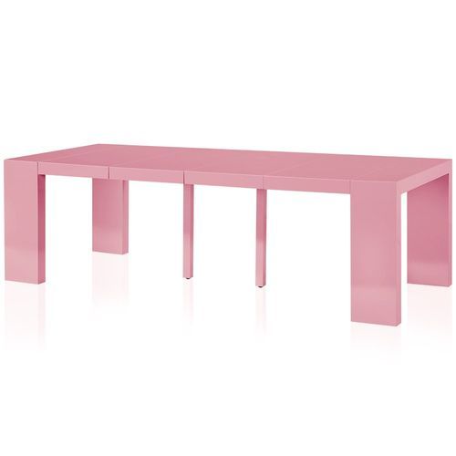 Table console extensible laquée Rose 50 à 250 cm - 12 personnes - Photo n°3; ?>